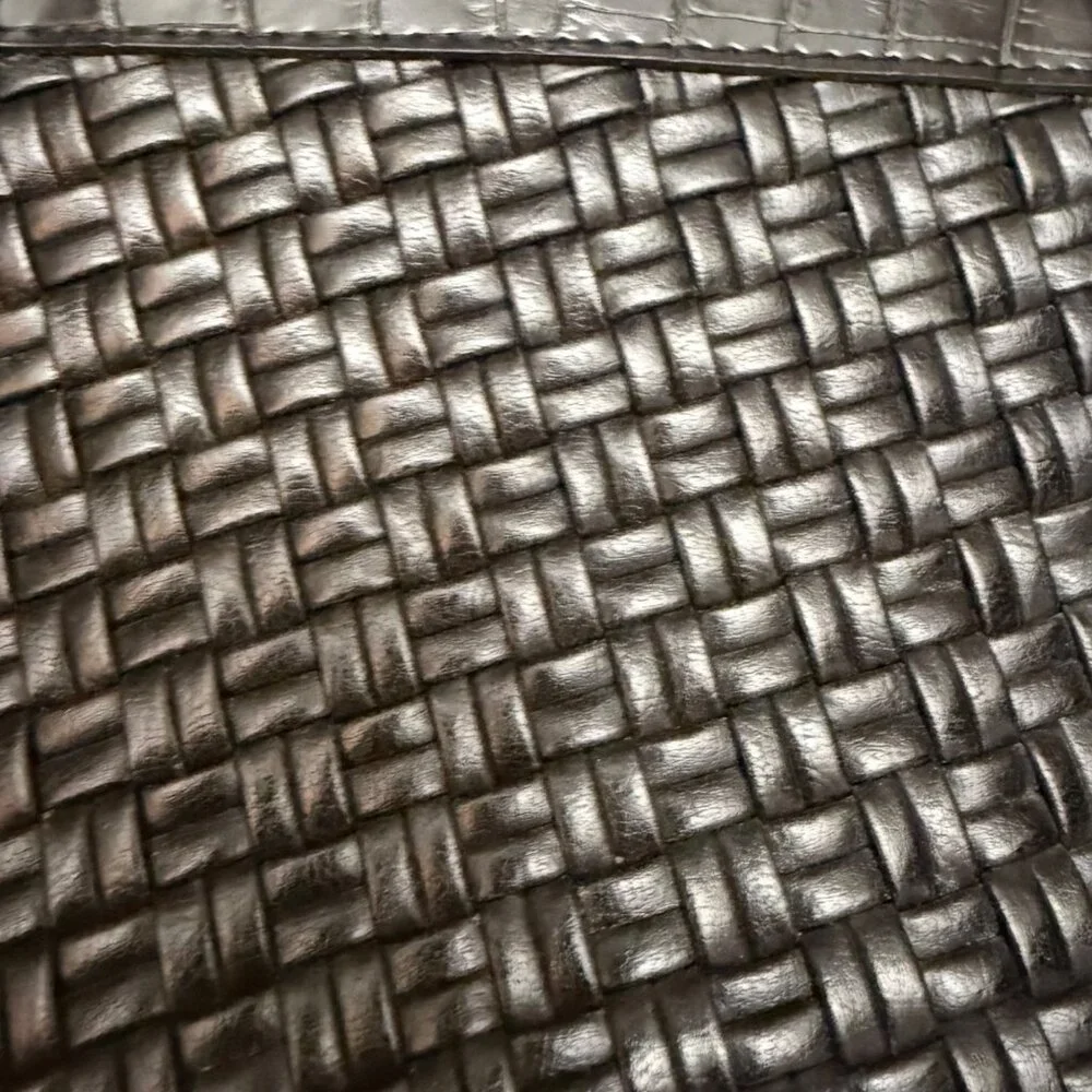 Coldwater Creek Women's Tote Handbag Black Woven Leather Hampton Computer Bag